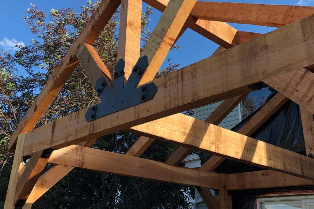 a wooden pergola